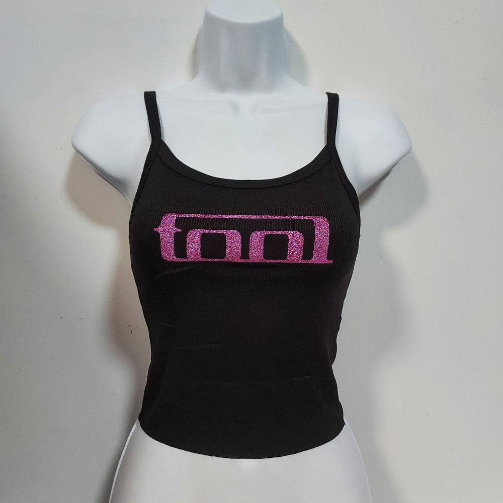 Tool band crop top Tool band tank top hand cropped tank tool shirt pink glitter